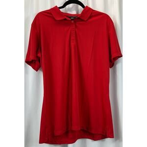 Womens Prim Preux Polo Shirt Size XL Red Buttons Short Sleeve